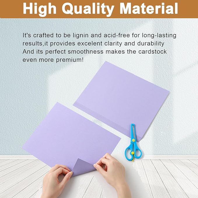 Silunkia 120 Sheets Light Purple Cardstock 8.5 x 11 Certificate Paper 92lb | Heavyweight Card stock Lavender Paper for DIY Card Making, Greeting Cards, Wedding Invitations, Party