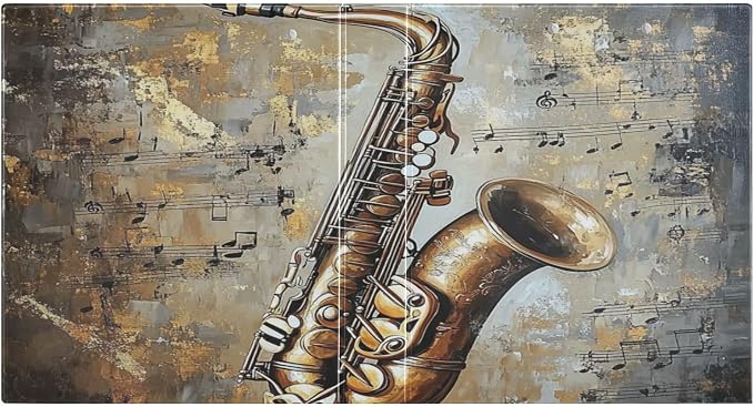Vintage Saxophone 3 Round Ring Binders Musical Notes | 1.5 Inch Binder with Clipboard, PVC Pockets, Work Organizer, Holds 200 Sheets for School Office 1 Pack
