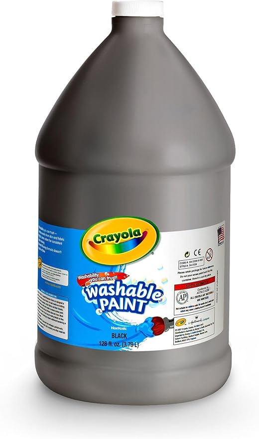 Crayola Washable Paint For Kids - Black (1 Gallon), Kids Arts And Crafts Supplies, Non Toxic, Bulk | Non Toxic, Bulk, Arts and Craft Supply