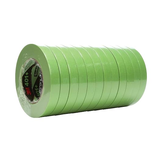 3M High Performance Green Masking Tape 401+, 12 mm x 55 m 6.7 mil | Strong Holding Power for Automotive, Specialty Vehicle and Industrial Markets, Case of 48