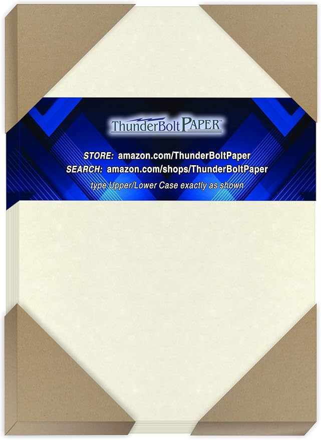 100 White Parchment 65lb Cover Weight Paper - 5" X 7" (5X7 Inches) Photo|Card|Frame Size - Printable Cardstock Colored Sheets Old Parchment Semblance