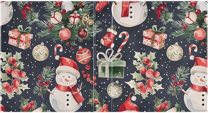 3 Ring Binder Christmas Snowman Gift 1.5 inch Binders Three Ring Binders with Clipboard Fit 8.5'' x 11'' Paper 3 Interior PVC Clear Pockets for Office Supplies