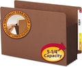 Smead End Tab Pocket, Reinforced Straight-Cut Tab, 5-1/4" Expansion, Extra Wide Legal Size, Redrope with Dark Brown Gusset, 10 per Box (74691)