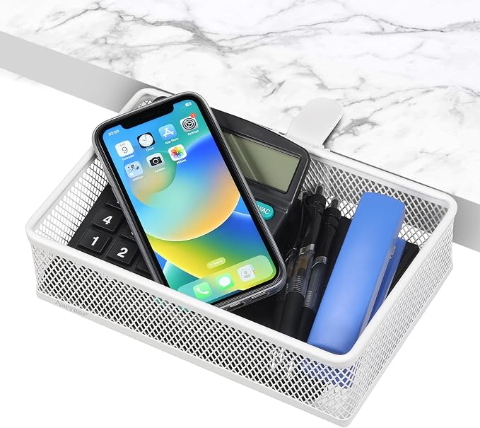 Under Desk Drawer, Clamp on Desk Organizer Under Table Hanging Desk Storage | 2 ways to clamp on: desk side or leg. Under desk organizer, clamp on desk drawer, basket hanging under table shelf, no-drill