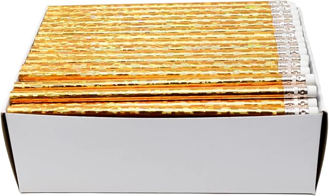 Pencil Guy Blank Glitz Round Pencils Gold