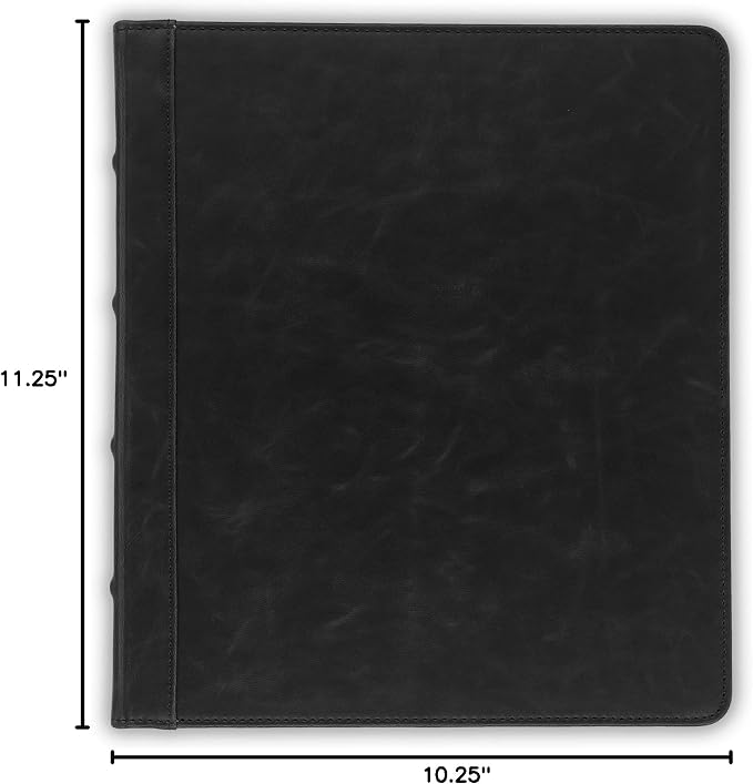 Samsill Vintage Leather 3 Ring Binder 0.5 Inch Round Ring (Holds 100 Sheets), 8.5 x 11 Inch Documents, Professional Organizer, Planner, Notebook, Black