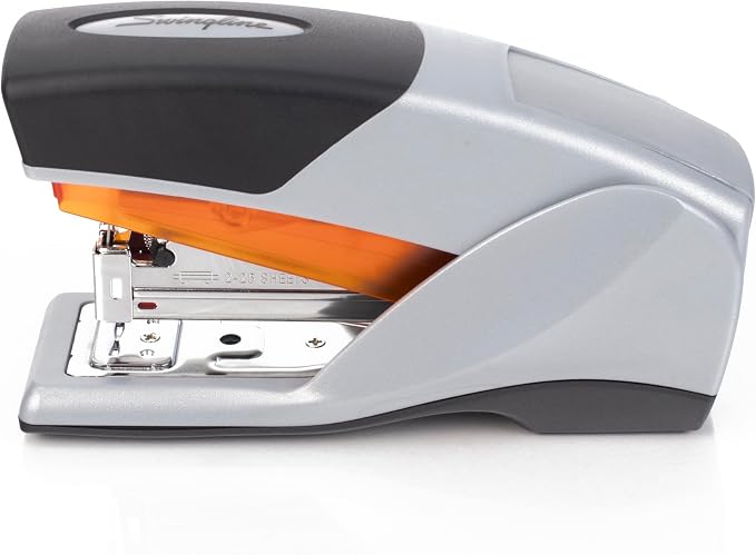 Swingline Stapler, Desktop Stapler, Compact Size, 25 Sheet Capacity, Optima 25 Reduced Effort, Orange/Gray (66412)