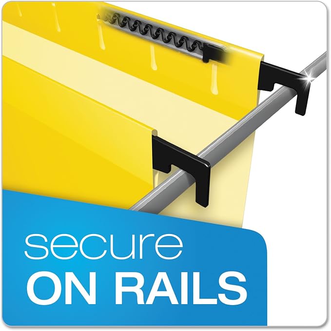 Pendaflex SureHook Reinforced Hanging Folders, Letter Size, Yellow, 1/5 Cut, 20/BX (6152 1/5 YEL)