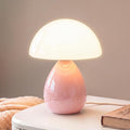 Mushroom Lamp Table Lamp for Bedroom-Small Desk Table Lamps,Pink | Ice Crackle 8.7" Mid Century Modern Table Lamps for Living Room Bedroom Decor,Ceramic Lamps for Home Room Decor,Glass Shade