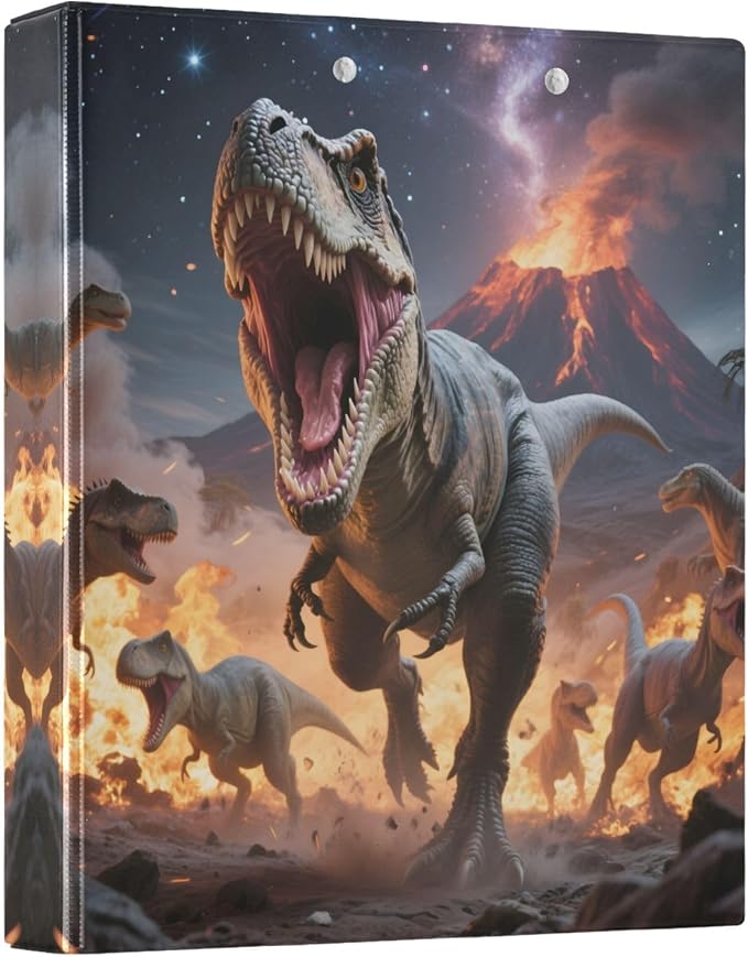 3 Ring Binder Dinosaur Roar 1.5" Round Ring Binders View Binder with 200 Sheet for Kids School Supplies Women Men Office, 1 Pack