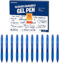 Volcanics Retractable Clicker Erasable Gel Pens, Blue Ink, 0.7mm, 12 Pack