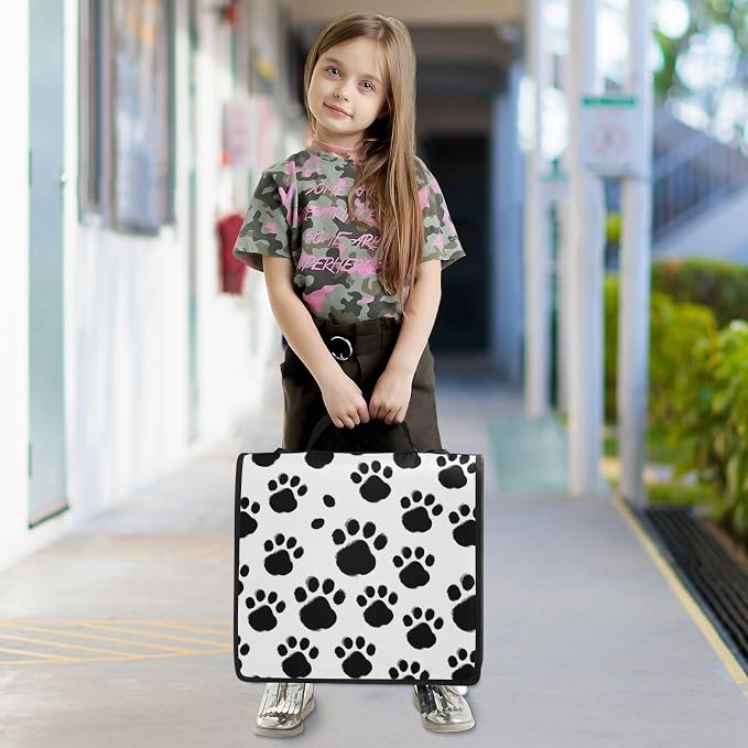 Custom Black Paws Print 3 Ring Binder Bag 1.5 inch Personalized Name Binder Organizer 500 Sheet Documents Storage for School Office