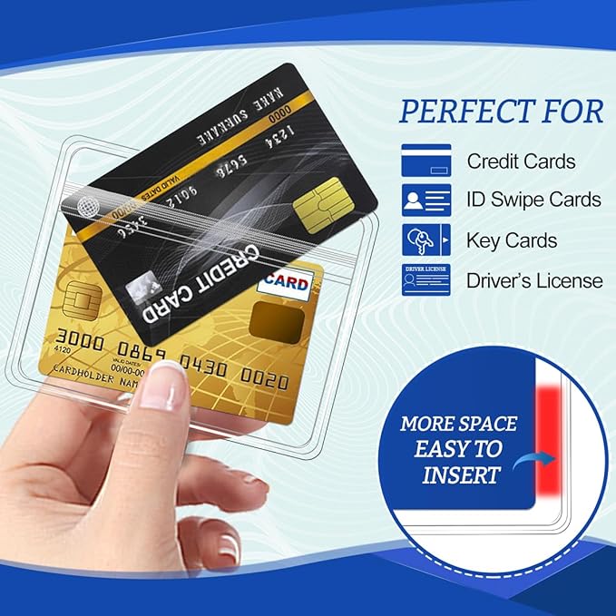 50 Pcs Clear Plastic Horizontal Name Badge ID Card Holders