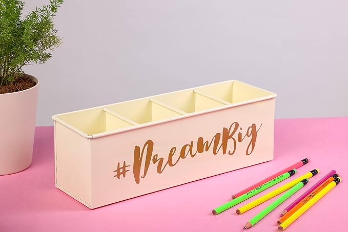 DUDKI HOMES "Desk Organizers and accessories, 4 Compartment Desk Organizer set, Pen holder for desk cute and Stylish Office Desk Accessories for Women Office - Keep Your Workspace Organized"
