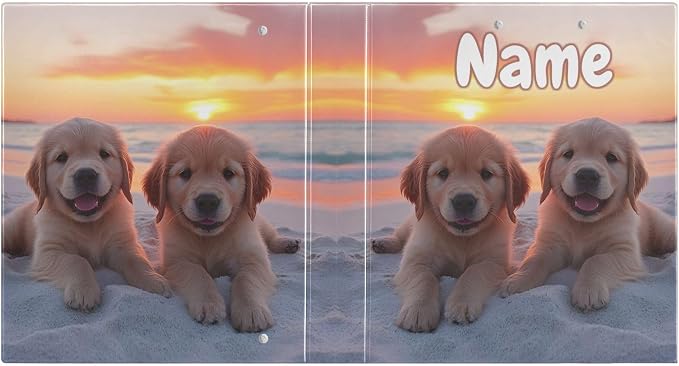 Custom 3 Ring Binder Golden Retriever Puppy Dogs 1.5" Round Ring Binders Personalized Name View Binder with 200 Sheet for Kids School Supplies Women Men Office, 1 Pack