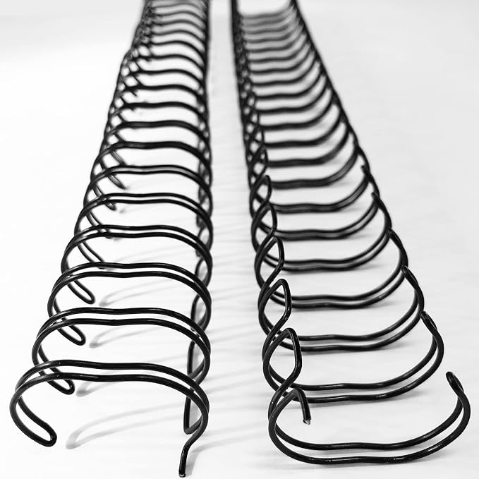 Binditek 50 Pack Double Loop Wire Binding Spines, 7/8Inch Binding Wire for Letter size, 2:1 Pitch, 200 Sheet Capacity, 21-Loop, Black, for Students and Coworkers