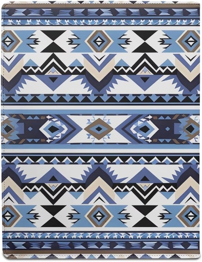 Dreaweet Aztec Print Padfolio Clipboard Folder Native American Ethnic Tribal Geometric PU Leather Portfolio Organizer Binder with Card Holder Board A4 Letter Size Notepad