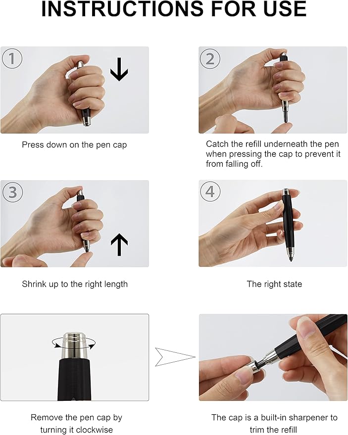 WSD Sketch Up 5.6mm Mechanical Pencil Mechanical Clutch with Built Sharpener (Black)