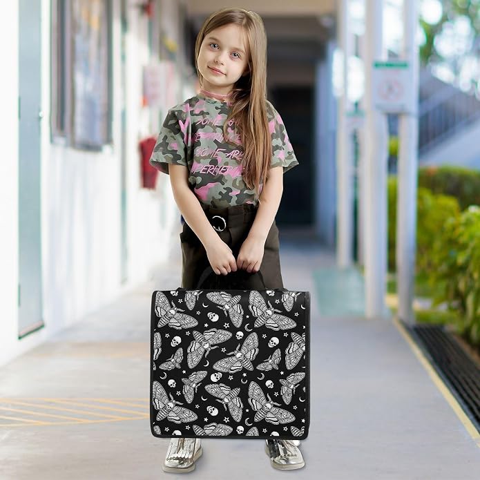 Zipper Binder Bag 3 Ring File Folder Portfolio Organizer Zippered Binder Bags with Strap Fits Laptop Women Men