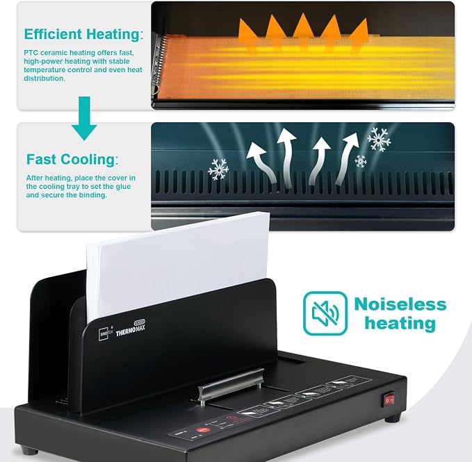 Binditek Thermal Binding Machine, 500 Sheet Capacity, No Assembly Required | Universal Thermal Binding Machine, Medium Duty,110V Heating, for A4/A5/Letter Documents, with 30 Pcs Thermal Binding Covers