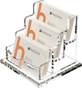 HeZone Business Card Holder for Desk 3 Slots 3 Tier, Clear Acrylic Cards Display Stand, Cards Organizer for Women and Men, Hold 150 Cards-Horizontal 3 Slots