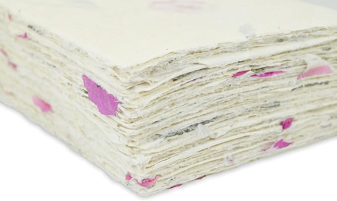 Handmade Lokta Card Stock 5x7 Deckle Edge, Forest Wanderer (100 Sheets) | Kathmandu Valley Co. pressed flowers & leaves, decorative stationery, DIY wedding invitations, thank you notes, made in Nepal