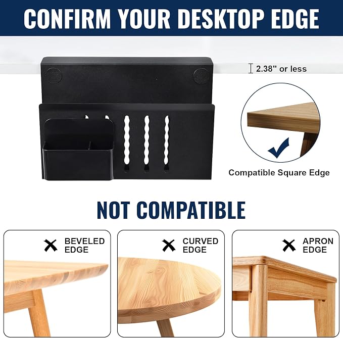 Laptop Holder for Desk, Under Desk Storage Organizer with Pen Slot | osseph Desk Storage, No Drill Clamp to 0.5-2.38" Desks, Cooling Vents Vertical Rack, Magnetic Pen Holder, 22 Lbs Carbon Steel