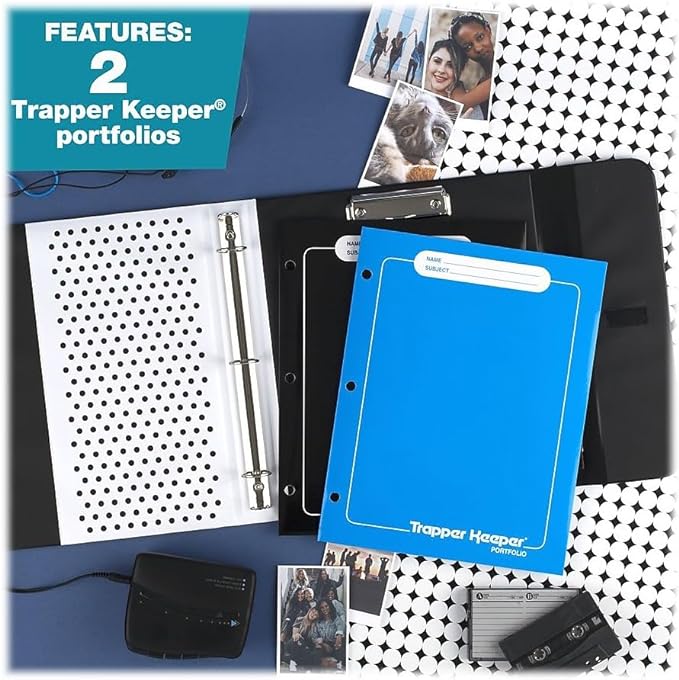 Mead Trapper Keeper Binder, Retro Design, 1 Inch Binder with Folders and Pockets, Holds 8-1/2" x 11" Paper, Shapes (260038CQ1-ECM)