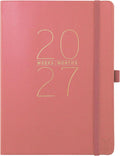 Graphique Apollo Mauve 18 Month Planner, July 2026 – Dec. 2027, Hardbound Vegan Leather Planner with Monthly Tabs, Holidays & Reminder Stickers, 8” x 10”