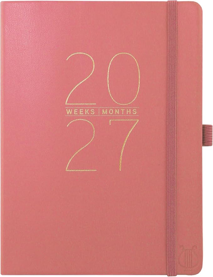 Graphique Apollo Mauve 18 Month Planner, July 2026 – Dec. 2027, Hardbound Vegan Leather Planner with Monthly Tabs, Holidays & Reminder Stickers, 8” x 10”