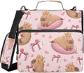 ALAZA Zipper Binder 3 Ring Cute Capybara Love Gift Box Binder Organizer with Zipper and Shoulder Strap Large Capacity Multi-Pocket Trapper Keeper File Folder for Office Supplies