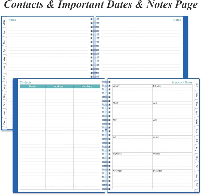 Daily Planner 2026 Full Page Per Day- 2026 Daily & Monthly Planner from January 2026 to December 2026, Day Planner 2026 with 12 Months Tabs, 8.5" x 11", Blue