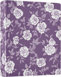 3 Ring Binder Flower Leaves Purple 1.5 inch Binders Three Ring Binders with Clipboard Fit 8.5'' x 11'' Paper 3 Interior PVC Clear Pockets for Office Supplies