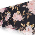 iCasso Extended Gaming Mouse Pad, Large Non-Slip Rubber Base Mousepad with Stitched Edges, Waterproof Keyboard Mouse Mat Desk Pad for Work, Game, Office, Home - Peony