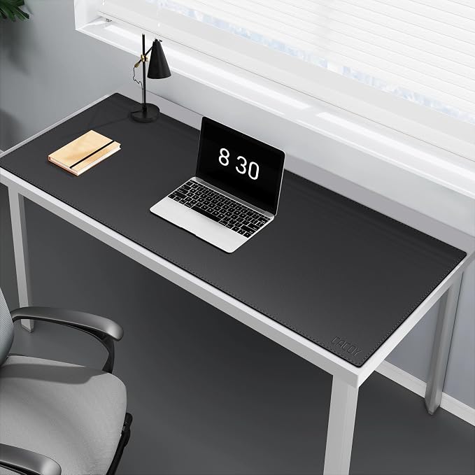 Cacoy 48"x20" Leather Desk Pad Blotter, Waterproof Desk Mat Protector,Black | PU Leather Desk matt for Desktop, XXL Large Gaming Computer Mousepad, Office Desk Cover, Non-Slip Writing Mat for Office Home