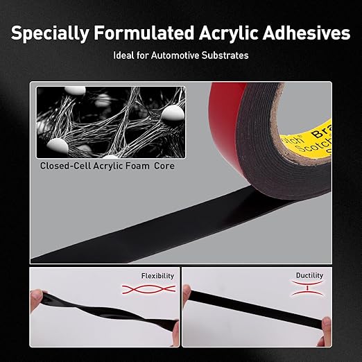 Automotive Acrylic Plus Attachment Tape 0.39" x 18Ft Made of 3M Double Sided Tape PT1100 Heavy Duty for Moldings Claddings Panels Pads and Other Car Automotive Applications