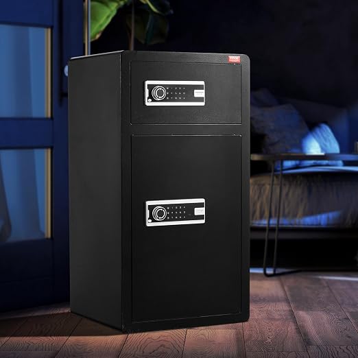 VEVOR Double Doors 7.2 cu.ft Safe Box with Key Lock & Password, Safe Lock Box with Fireproof Bag, Key Rack, LED Light and 2 Height Adjustable and Removable Divider for Money, Documents, Jewelry and Va