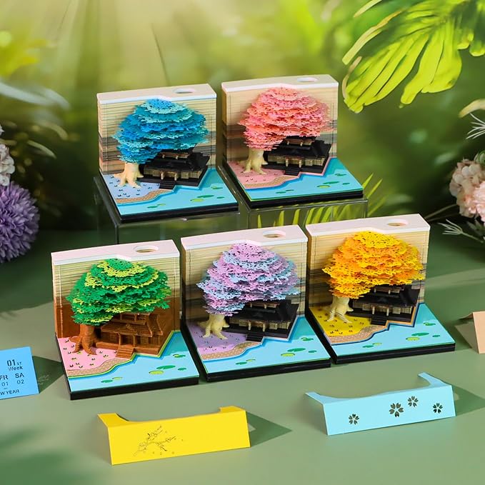 3D Time Piece Calendar, 2027 Desk Calendar With LED Light, 3d Tree Memo Pad Creative Desk Calendar, Christmas Gift for Colleague Friend, Desktop Decoration