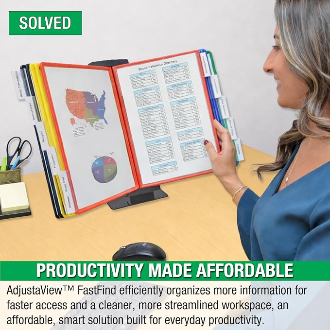 Ultimate Office FASTFIND 10-Pocket Desk Reference Display Organizer, Colors | Compact, Heavy-Duty, Weighted Metal Base Takes up Minimial Desk Space White Keeping Your Display Organizer Firmly in Place.