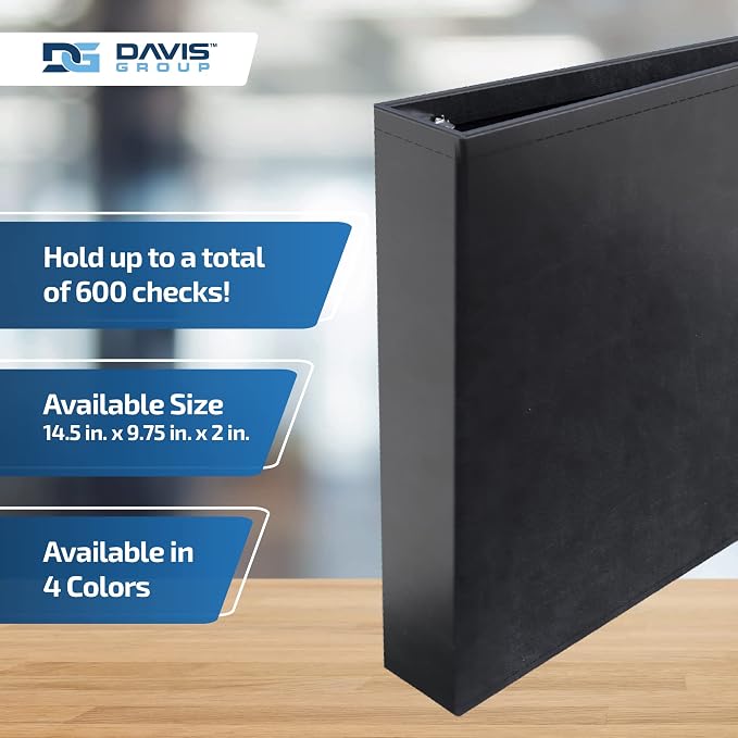 Davis Group Premium 3-Up Business Checkbook Binder, Big and Small Business Essentials for Checks, Black