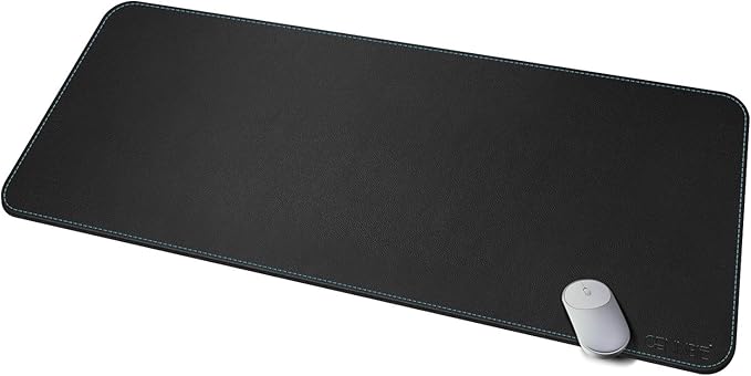 CENNBIE Leather Desk mat Protecter 47.2X19.6in Super Large(Black) | Premium stitched edges resist wear. Easy to clean. Protects desk from spills, stains ,scratches. Smooth glide. Office & home.