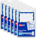 Avery Customizable Name Tags, 2-1/3" x 3-3/8", White with Blue Border, Removable Adhesive, 100 Name Badge Labels per Pack, Great for Meetings, Events, and More (6 Packs of 44144)