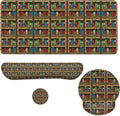 Bookshelf Mouse Pad Set Educational Bookcase Pixel Game Gaming Mousepad 4in1 Desk Mat for Desktop Wrist Support Cup Coaster Set Ergonomic Computer Desk Arm Wrist for Decor Home Office