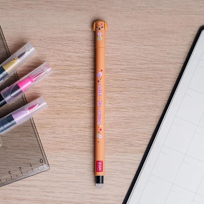 LEGAMI Fur-ever Friends + Farm Sweet Farm Set of 7 Erasable Gel Pens with Heat Sensitive Ink, Coloured Ink and Animal Theme Designs, 0.7mm Tip, Dogs and Farmyard Animals