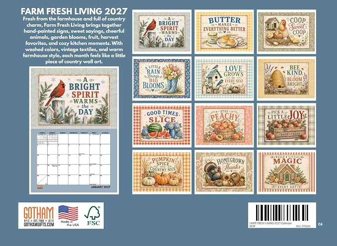 Farm Fresh Living Calendar 2027 Monthly Wall Calender 12 Month
