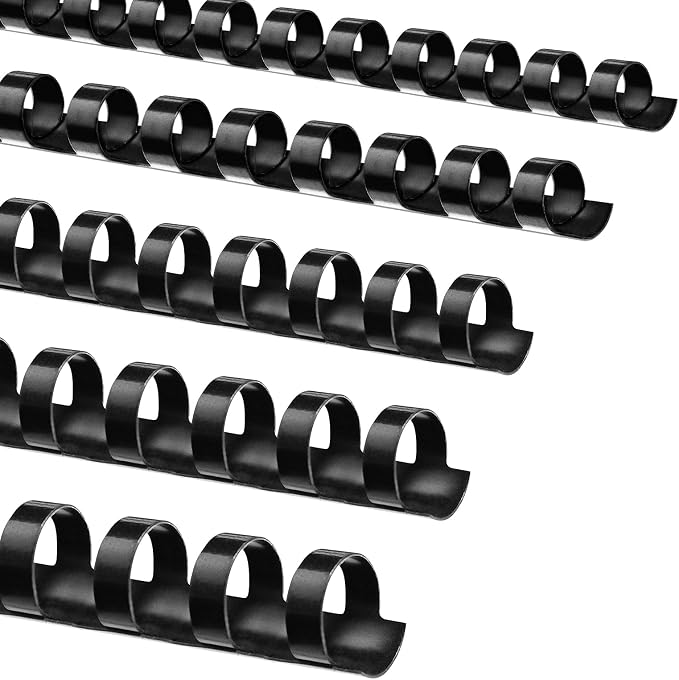 TOTiyea 100Pack 19 Ring Binding Combs, Multi Sizes(3/8",1/2",5/8",3/4",1") | Letter Size,Black,8.5"x11",Bulk pack,For educators custom Teaching References,classroom organization,school and work supplies