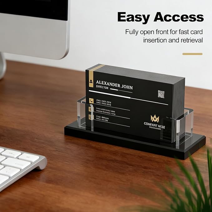 Acrylic Business Card Holder, Clear Card Display Stand for Desk, Business Card Organizer for Office Home Exhibition 2 Pack(Black)