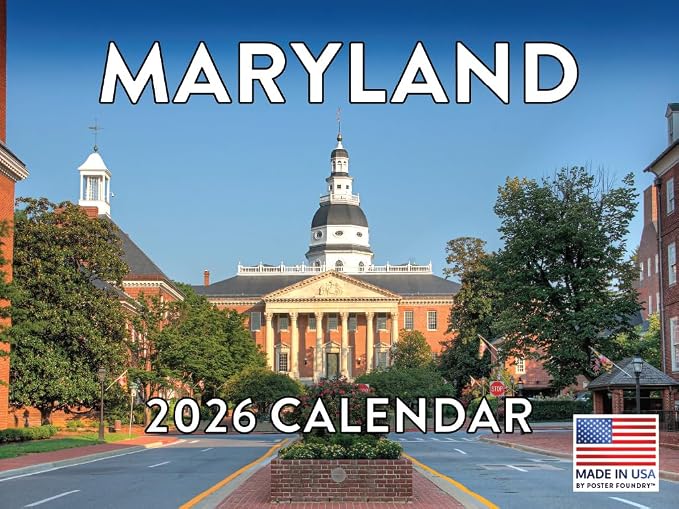 Maryland Calendar 2026 Wall 12 Month Monthly MD Scenic Souvenirs Themed Gifts | American Made In The USA