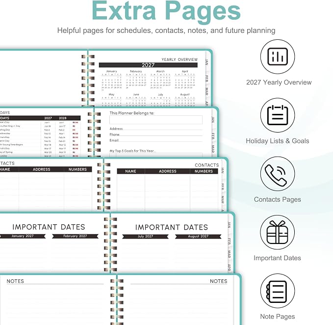 2027 Planner, Weekly and Monthly Calendar Planner Book, A5(6.3'' x 8.5'')