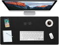 Desk Protector - Non-Slip PVC Leather Office Mat for Desktop - Waterproof Writing Pad (Black, 14" x 30")
